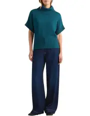 [David Lawrence] Roll Neck Gilet in Peacock Green