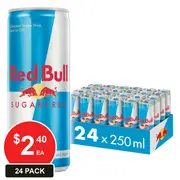 RED BULL 250ML ENERGY DRINK SUGAR FREE CAN 24 PACK