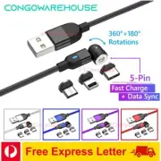 Magnetic 540 Fast Charging Cable Sync Data Cord Lead For Type-C Micro USB iPhone