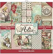 STAMPERIA Small Paper Pad 10 Sheets Double Sided Alice Multi-Colour, 20.3 x 20.3 (8" x 8")