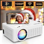 Projector with WiFi and Bluetooth 5.1, 2023 Upgraded 9000 Lux 1080P Full HD...