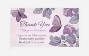 100 Thank You Cards for eBay Your Purchase Order Purple Butterflies