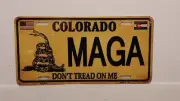 COLORADO MAGA MAKE AMERICA DON'T TREAD ON ME TRUMP METAL AUTO TAG PLATE