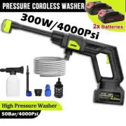 4000 PSI Cordless Pressure Washer Gun 3 Water Supply, 2 Batteries, 6 in 1 Nozzle