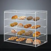 Maxkon Cake Display Cabinet Acrylic Bakery Cupcake Shelf Unit Case 4 Tier Stand Model Donut Pastry Toy Showcase 5mm Thick Transparent