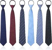 [Geyoga] 6 Pcs Zipper Ties for Boys Girls Men Women Pre Tied Adjustable Necktie for School Uniform Graduation Business Wedding