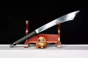Two Handed Chinese War Cleaver Sword Battle Ready Spring Steel Broad Blade Sharp