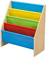 Delta Children Sling Book Rack Bookshelf for Kids - Easy-to-Reach Storage for Books, Magazines or Coloring Books - Ideal for Playrooms & Homeschooling - Greenguard Gold Certified, Natural/Primary