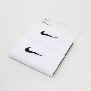 【NIKE 耐吉】護腕 Swoosh Doublewide Wristbands 白 黑 棉質 吸汗 運動 訓練 護具(NNN0510-1OS)