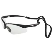 ERB Octane Clear Lens Black Safety Glasses Wrap Z87+ Z94+ W/ Neck Cord