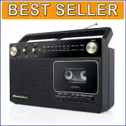 Retro Cassette Player with AM/FM Radio and Aux Input - Portable Music Companion