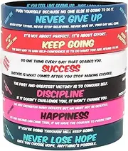 Motivational Rubber Wristbands - Inspirational Hidden Messages for Men and Woman - Great for Going Through Tough Times and Getting Things Done - 12 Pack Silicone Bracelets with 6 Different Cool Styles