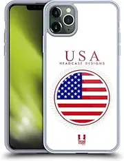 Head Case Designs Flag of The United States of America USA Flag Patches Set 2 Gel Case [Military Grade Protection] Compatible with Apple iPhone 11 Pro Max