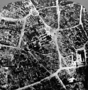 Aerial view of the ruins of the town and basilica of Albert France- Old Photo