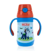 在飛比找momo購物網優惠-【Nuby】不鏽鋼真空學習杯細吸管-領航犬_280ml