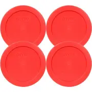 Pyrex 7200-PC Round 2 Cup 5" Storage Lid Cover Red 4 Pack for Glass Bowl New