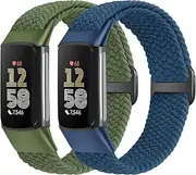 VNDAPT Elastic Braided Bands Compatible with Fitbit Charge 5/Fitbit Charge 6 for Women Men, Breathable Adjustable Stretchy Nylon Loop Sport Replacement Wristbands for Fitbit Charge 6 Charge 5 Straps