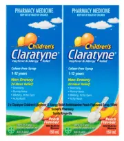 2 x Claratyne Children's Hayfever & Allergy Relief Peach Flavoured Syrup 150ml