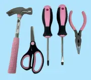 Girls Pink Tool Set Hammer Scissors Screw Drivers Needle Nose Pliers
