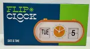 Vintage Orange Flip Clock ~ Date & Time ~ New & Sealed