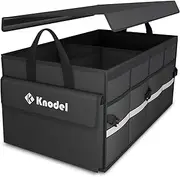 K KNODEL Car Boot Organiser With Foldable Cover, Large Storage Box and Bag for Small Car and SUV Trunk (2C, Black)