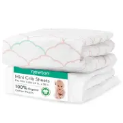 Mini Crib Fitted Sheets (2-Pack) | Organic Muslin Cotton, Ultra Breathable & ...