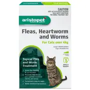 Aristopet Animal Health Fleas, Heartworm & Worms For Cats >4Kg - 3pk