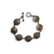 Vintage 925 Sterling Silver Concho Button Chain Bracelet 8 inch toggle clasp
