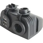 CIG SOCKET WITH DUAL USB PORTS PANEL/ SURFACE MOUNT PS2026