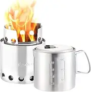 Solo Stove & Pot 900 Combo: Ultralight Wood Burning Backpacking Cook System. Lightweight Kitchen Kit for Backpacking, Camping, Survival. Burns Twigs, No Batteries or Liquid Fuel Gas Canister Required