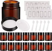 15 Pack 4 oz Amber Glass Jars w/ Lids, Round Empty Containers for Scrubs, Lotion