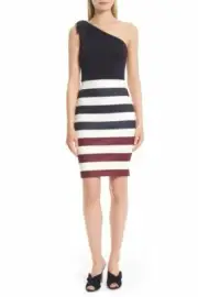 NWT Ted Baker London Hilila One-Shoulder Rowing Stripe Dress - Size 2 / Small