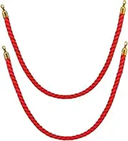 2pcs Red Velour Stanchions Queue Barrier Rope with Hooks for Crowd Control Hotels Museums and Events Elegant Design for Formal Occasions