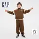 Gap 男幼童裝 Logo印花圓領長袖長褲家居套裝-摩卡棕(857727)