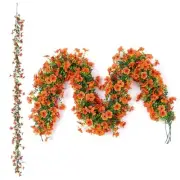 Artificial Flowers Garland Ivy, 4 Pack 5.9 FT Spring Summer Decor UV Orange