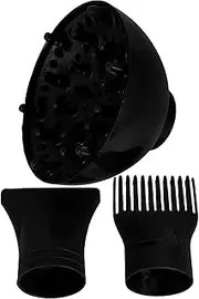 PLAFOPE Hair Dryer Diffuser Attachment 3 Piece Set Concentrator Diffuser Comb Nozzle Hair Dryer Nozzle Kit for Styling