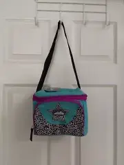 Polar Pack Insulated Lunch Tote/Bag Turquoise & Leopard Print W/Outside Pocket