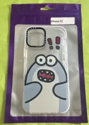 iPhone 12 Case Clear Light Blue Shark Design- Silicone Bumper/Shockproof