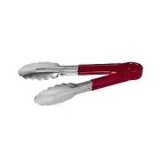 Tong 230mm Red Colour Coded Stainless Steel w PVC Coated Handle Tongs HACCP