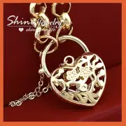9K YELLOW GOLD FILLED WOMENS BELCHER TOGGLE PADLOCK RINGs SOLID BRACELET BANGLE