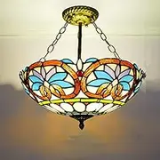 European Chandelier Vintage Creative Color Glass Pendant Lamp Home Living Room restaurant Bedroom Hotel Villa Cafe Corridor Chandelier (E D40CM)