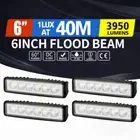 4x 6inch Flood LED Work Light Bar Osram Offroad 4x4 Boat DRL Fog 12V 24V