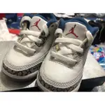 NIKE AIR JORDAN 3 RETRO OG BT喬丹爆裂紋白藍TRUE BLUE小童鞋 嬰兒鞋 嬰兒鞋 2C