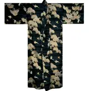 Japanese yukata cotton robe pine and crane black men's yukata made in Japan