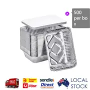 500x Foil Tray Shallow Rectangular 550ml/750mlBBQ Party Lid Container Takeaway
