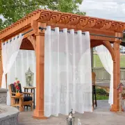 White Outdoor Sheer Curtains for Patio Waterproof, 4 Panels - 100 X 108 Inch - E