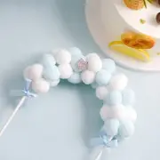 6" x 11" BLUE WHITE Cotton Balls Arch Cake Topper Wedding Party Home Decorations