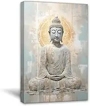 ZQQART Buddha Picture Wall Decor Meditation Canvas Prints Zen Painting Artwork Spa Home Decor for Yoga Room Frame(Buddha B,12.00" x 18.00")