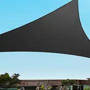 Instahut Shade Sail Triangle 5 x 5m Sunshade Cloth Shadecloth Sun Block Outdoor Marquee Canopy Shelter Cover for Beach Pool Patio Backyard Lawn Garden Carport Fence Greenhouse, Black 98% UV Blockage