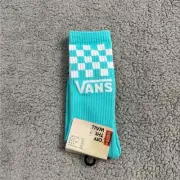 Vans Checkered Drop V Crew Socks Mens Womens 6.5-9 Light Blue White Athletic